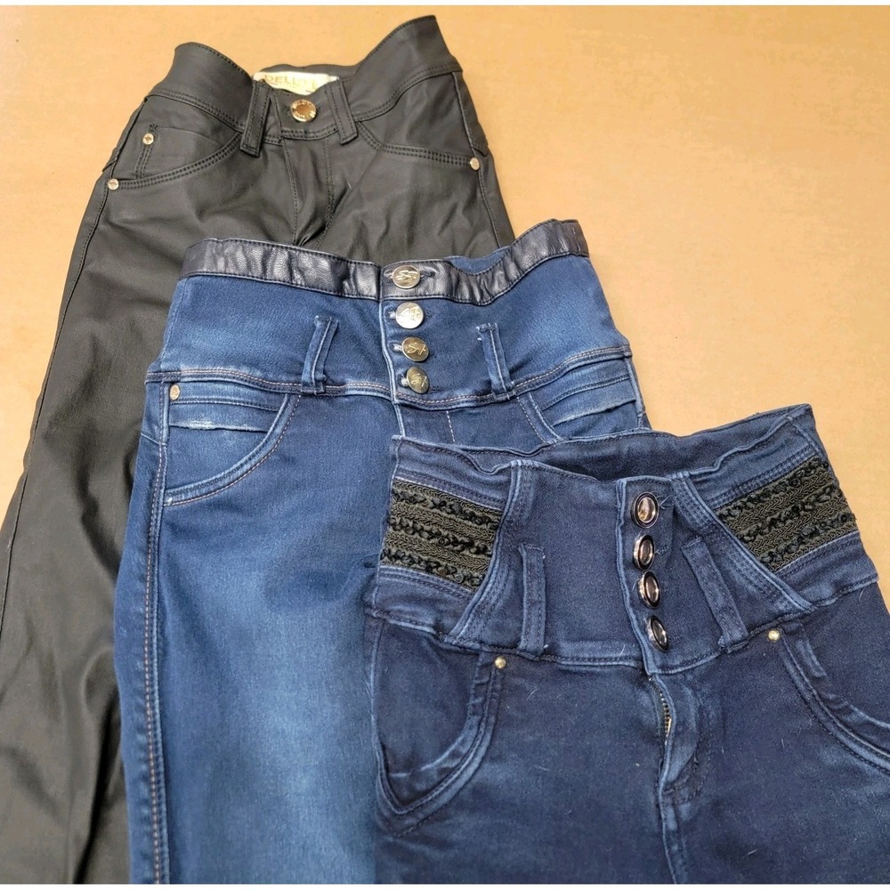 Three Pairs of Womens Sexy 100% Colombian Butt-Lifter Stretch Jeans Size 6 PICS!